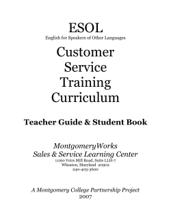 ESOL Customer Service Training Curriculum