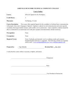 SPA120, Spanish for the Workplace Credit Hours - A