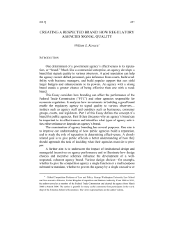 Creating a Respected Brand: How Regulatory Agencies Signal Quality