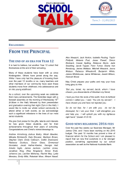 from the principal - Wycliffe Christian School