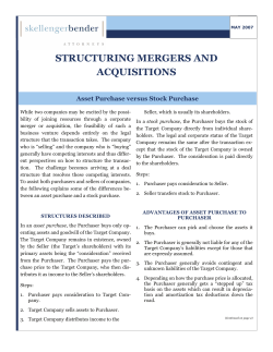 Asset Purchase versus Stock Purchase