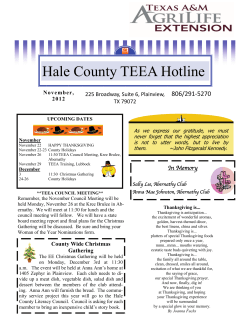 Hale County TEEA Hotline - AgriLife Extension County Offices