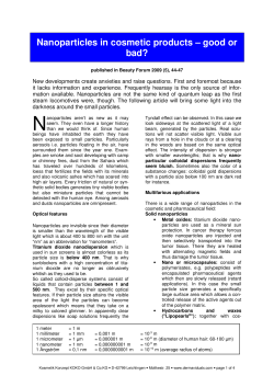 Nanoparticles in cosmetic products &ndash; good or bad?