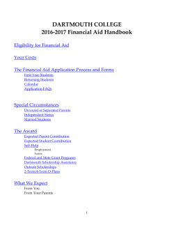DARTMOUTH COLLEGE 2016-2017 Financial Aid Handbook