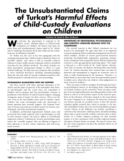 The Unsubstantiated Claims of Turkat`s Harmful Effects of Child