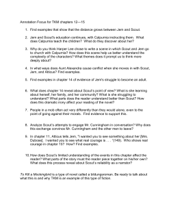 Annotation Focus for TKM chapters 12&mdash;15 1. Find examples that