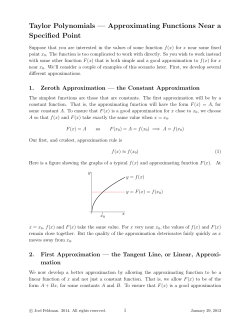 Taylor Polynomials — Approximating Functions Near a Specified Point