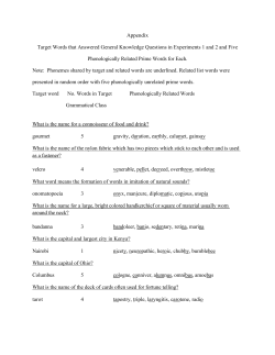 Appendix Target Words that Answered General Knowledge