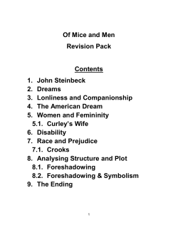 Of Mice and Men Revision Pack Contents 1. John Steinbeck 2