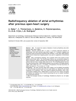 Radiofrequency ablation of atrial arrhythmias after previous open