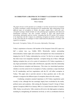 Is Corruption a Drawback To Turkey`s Accession To The European