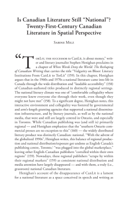 Is Canadian Literature Still “National”?