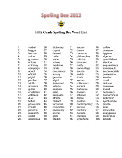 Fifth Grade Spelling Bee Word List