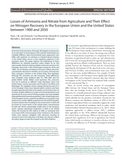 Losses of Ammonia and Nitrate from Agriculture and Their Effect on