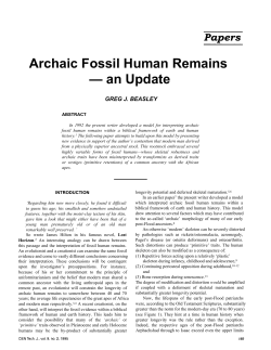 Archaic Fossil Human Remains &mdash; an Update