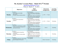 Ms. Kachur`s Lesson Plans – Math 335 (7th Period)