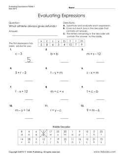 Evaluating Expressions Decoder Riddle #1