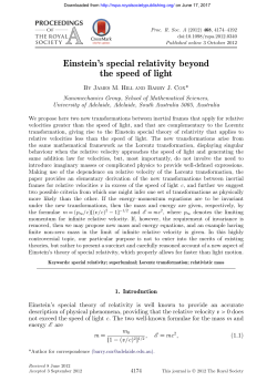 Einstein`s special relativity beyond the speed of light