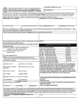 Frozen Dessert License Application