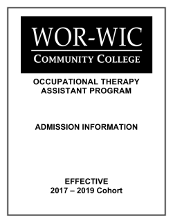 Occupational Therapy Assistant Admission Information Packet
