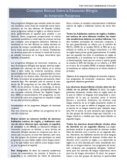 Conceptos B&aacute;sicos Sobre la Educaci&oacute;n Biling&uuml;e de Inmersi&oacute;n