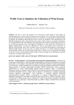 Profile Tests to Optimize the Utilization of Wind Energy