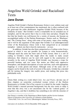 Angelina Weld Grimk&eacute; and Racialised Texts