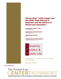 Steven Ross` "Little Caesar and the HUAC Mob: Edward G