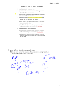 1. a) be able to identify monatomic ions b) be able to write the