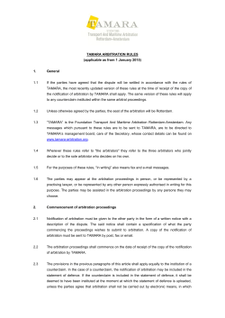 New TAMARA Rules per 1 January 2015