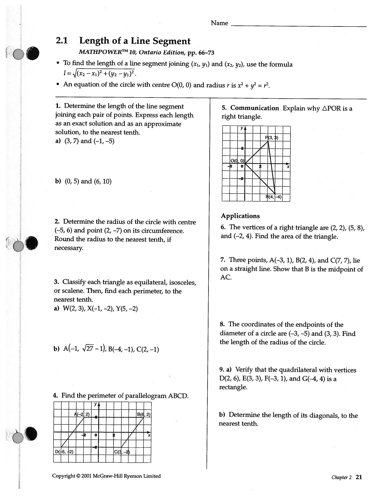 2 1 Length Of A Line Segment