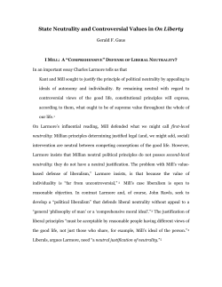 Controversial Values and State Neutrality in On Liberty.