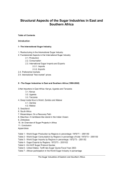 Structural Aspects of the Sugar Industries in East and