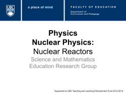 Physics Nuclear Physics: Nuclear Reactors