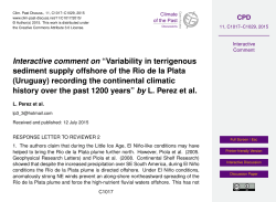 Interactive comment on &ldquo;Variability in terrigenous sediment supply