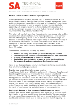 How to tackle exams: a marker`s perspective