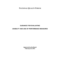 Guidance for Evaluating Usability and Use of Performance Measures