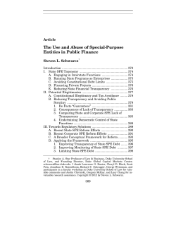 The Use and Abuse of Special-Purpose Entities in Public Finance