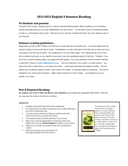 2009-2010 English 9 Summer Reading