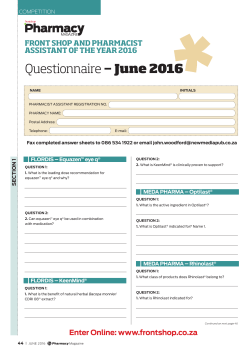 JUNE - Questionnaire PDF - Frontshop Pharmacy Magazine