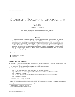 Quadratic Equations: Applications