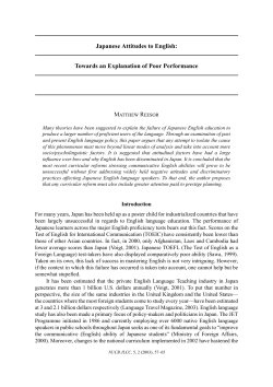Japanese Attitudes to English: Towards an Explanation of Poor