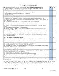 Checklist for Determining Whether an Individual is an Employee or