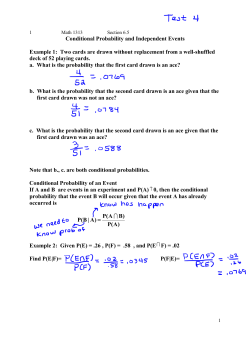 Conditional Probability and Independent Events Example 1: Two