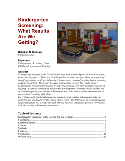 Kindergarten Screening: What Results Are We Getting?