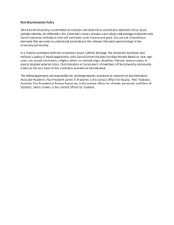 Non-Discrimination Policy John Carroll University is committed to