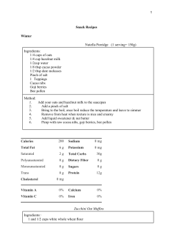 Snack Recipes Winter Nutella Porridge (1 serving= 150g