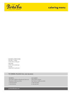 catering menu - Porta Via Italian Foods