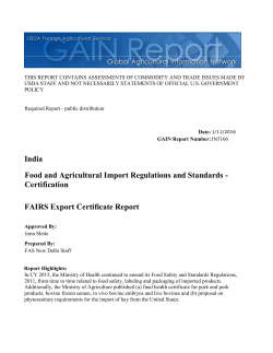 Food and Agricultural Import Regulations and
