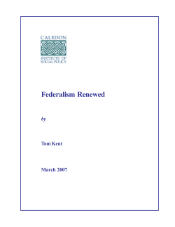 Federalism Renewed - Caledon Institute of Social Policy